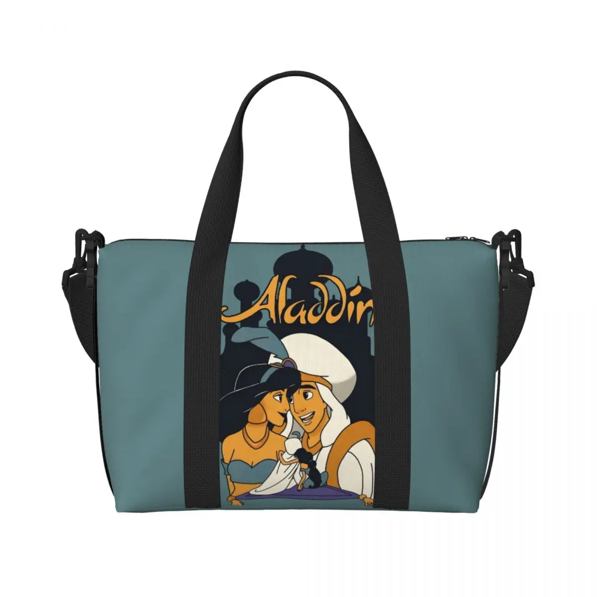 

Custom Cute Cartoon A-Aladdin Beach Tote Bag Women Big Compartment Beach Gym Travel Bags