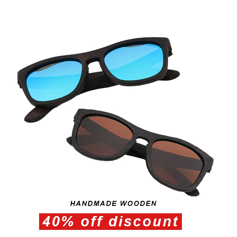 

Vintage Du Wood Sunglasses Black Frame Handmade Polarized UV 400 Fashion Man Driving Cars New Luxury Fashion