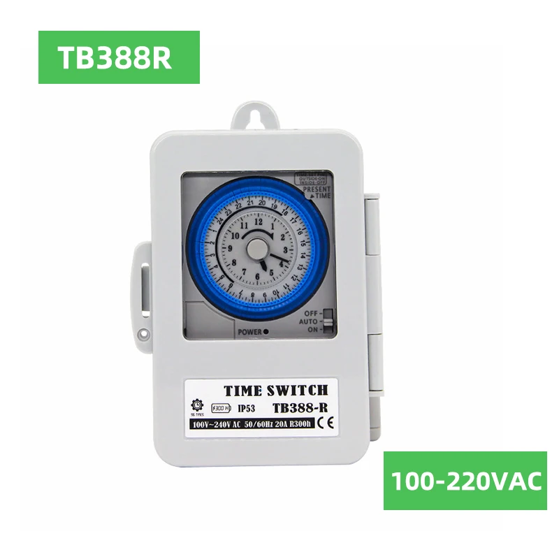 Mechanical Timer TB388 TB388R 15 Minutes 24 Hours Analog Time Switch Relay AC220V 20A Power Failure For Saudi Arabia