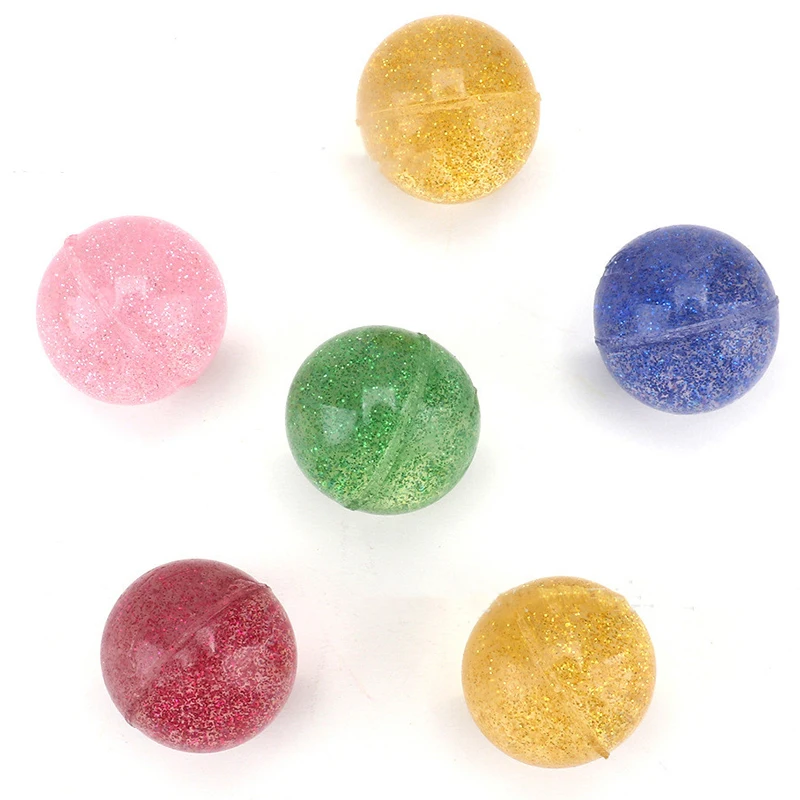 10pcs colorful gold glitter elastic ball rubber children\'s pinball toys outdoor toys sports games elastic juggling jump ball