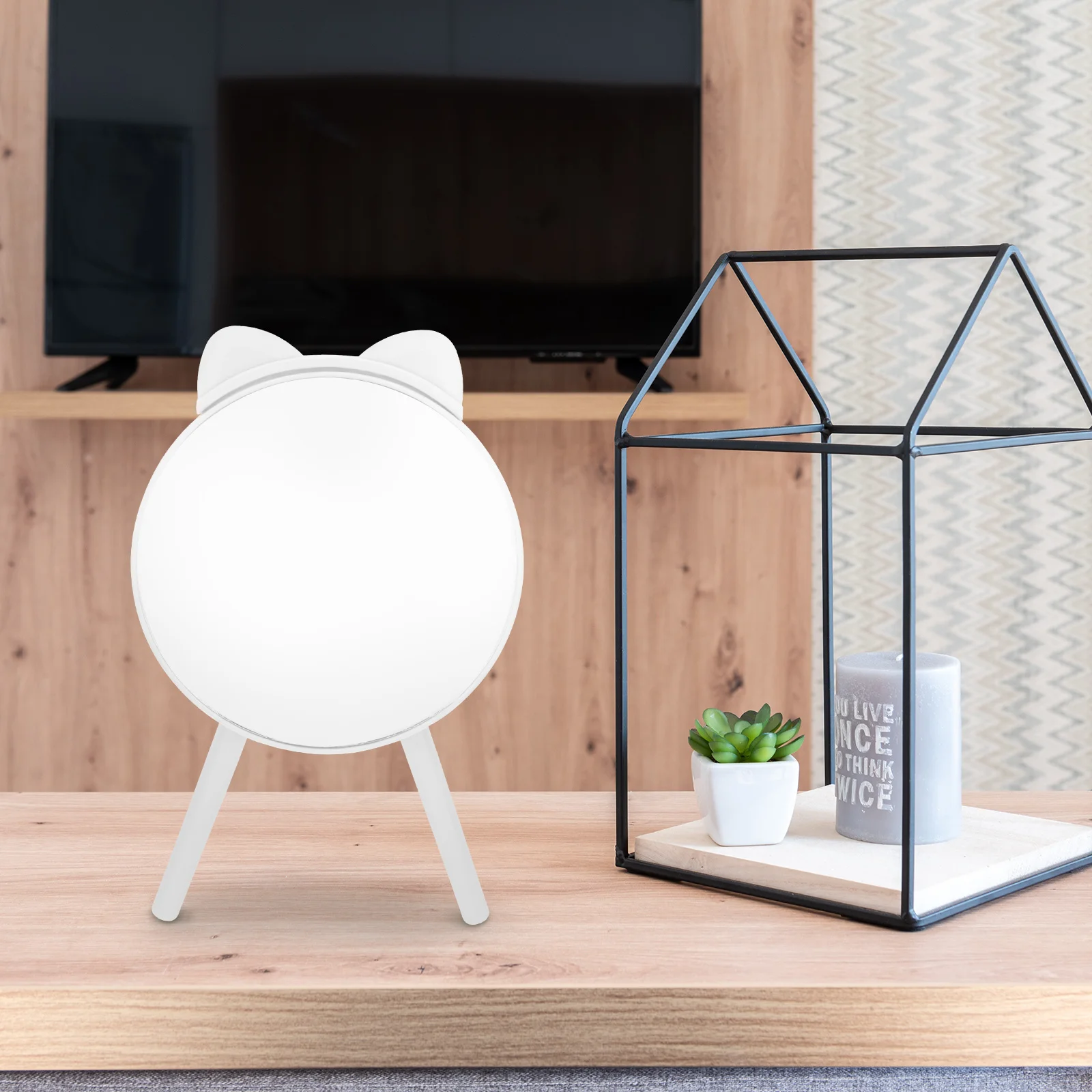 1Pcs Creative Cat Ear Mirror Tripod Base Mirror Exquisite Desktop Decor Gift Girl Gift Desktop Decor Photo Prop