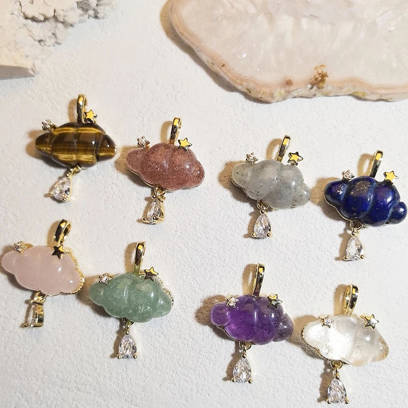 

6pcs/lot Jewelry Accessory Natural Stone Transparent Cloud Shaped Pendant For Charms Earrings Mobile Phone Shell Bracelet