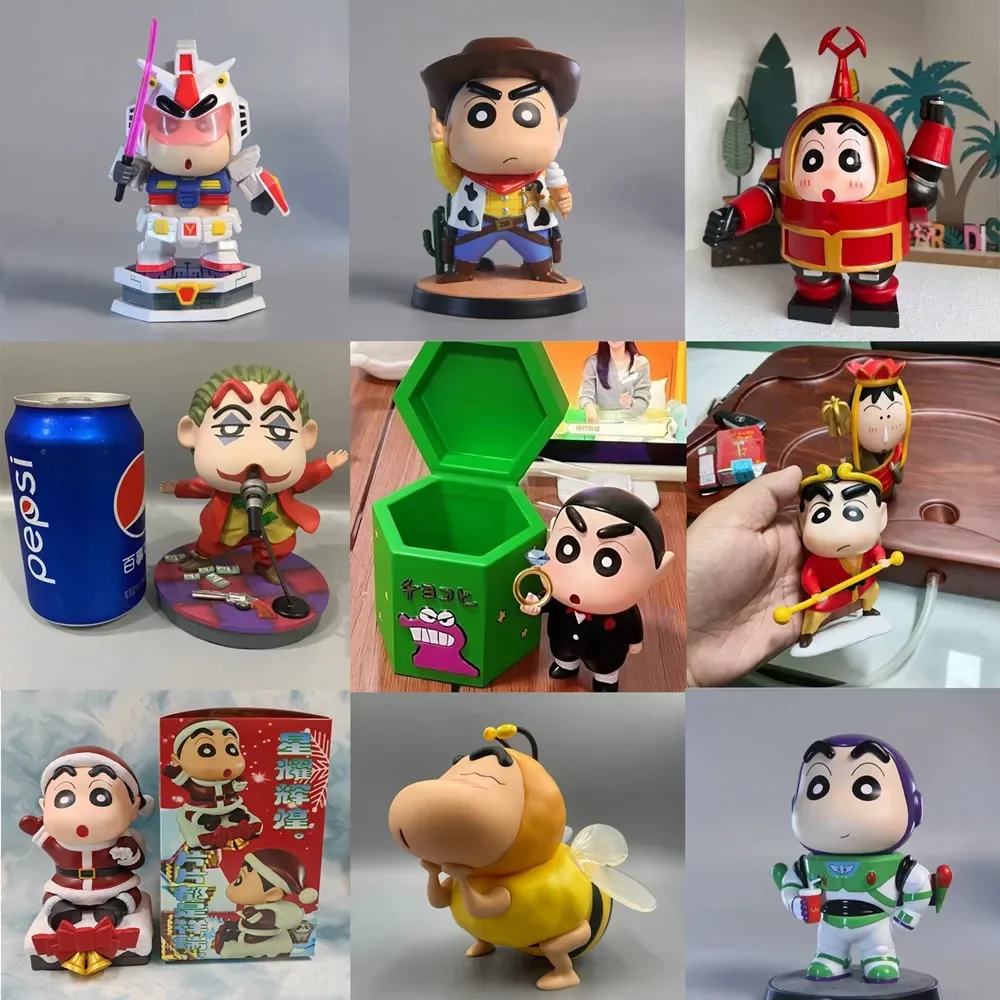 Crayon Shin-chan Cos Christmas Bee Proposal Cowboy Buzz Lightyear Zombie Figure Collectible Toys Model Ornaments Festival Gift