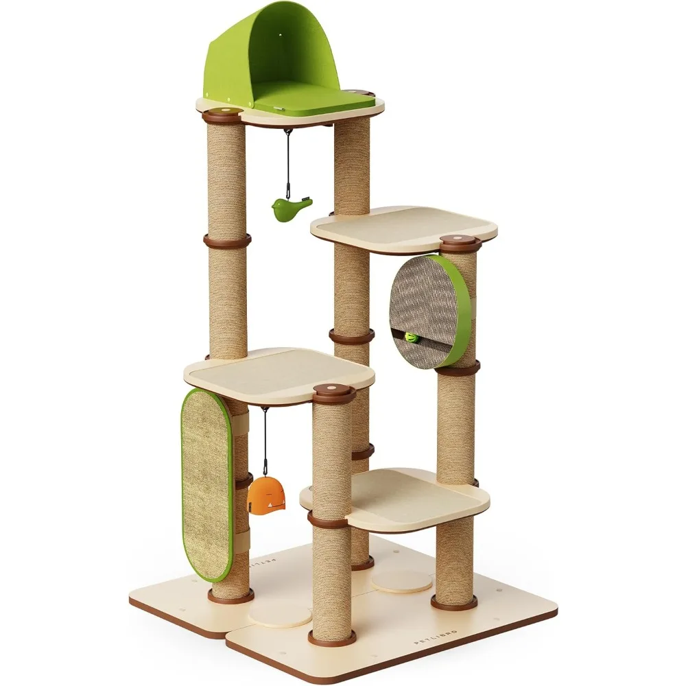 Cat Tree Tower for Indoor,Modular Design with Cat Bed, Toy, Felt Pads, Sisal Scratching Posts,Sturdy Multi-Level Activity Center