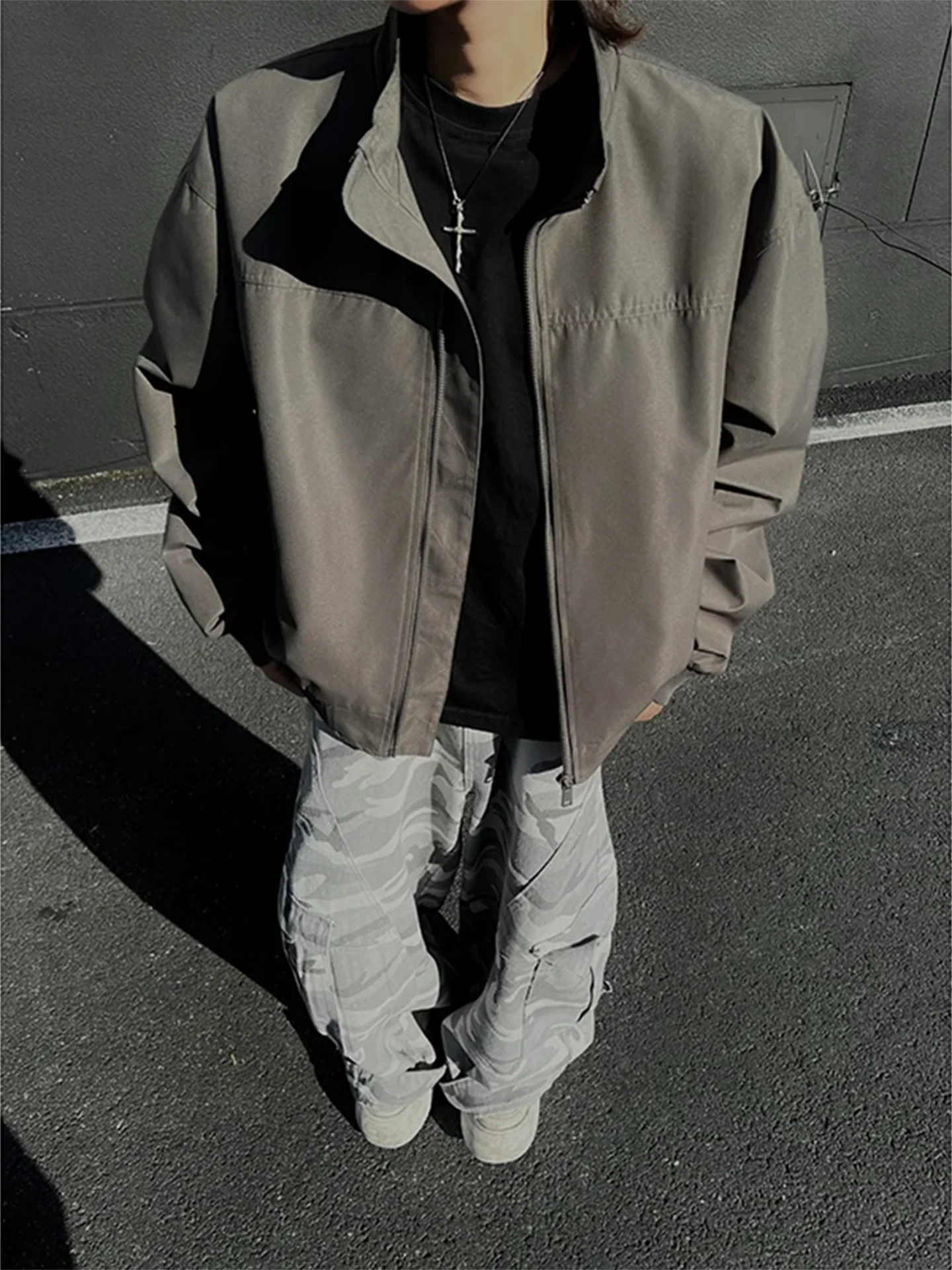 

Thiened down Cotton Jaet Stand Collar Fitn Sle Men's Autumn Winter Workwear Flng Suit Hiking Mountain Climbing Coat