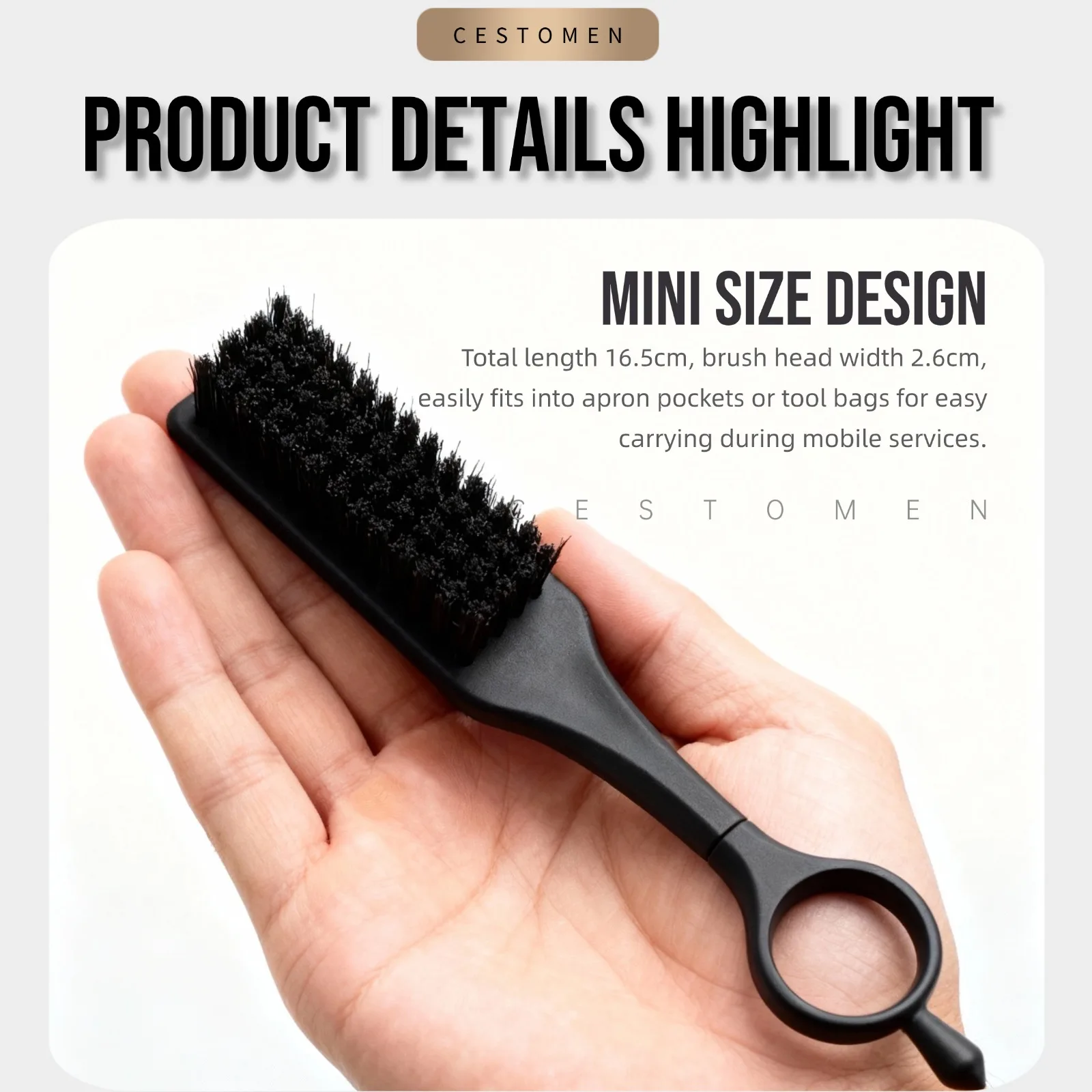 CESTOMEN 360 ° Drehbare Friseur-Haarbürste mit Weichen Nylonborsten Nackenbürste Professionelles Salon-Friseur-Reinigungswerkzeug – Detail 6