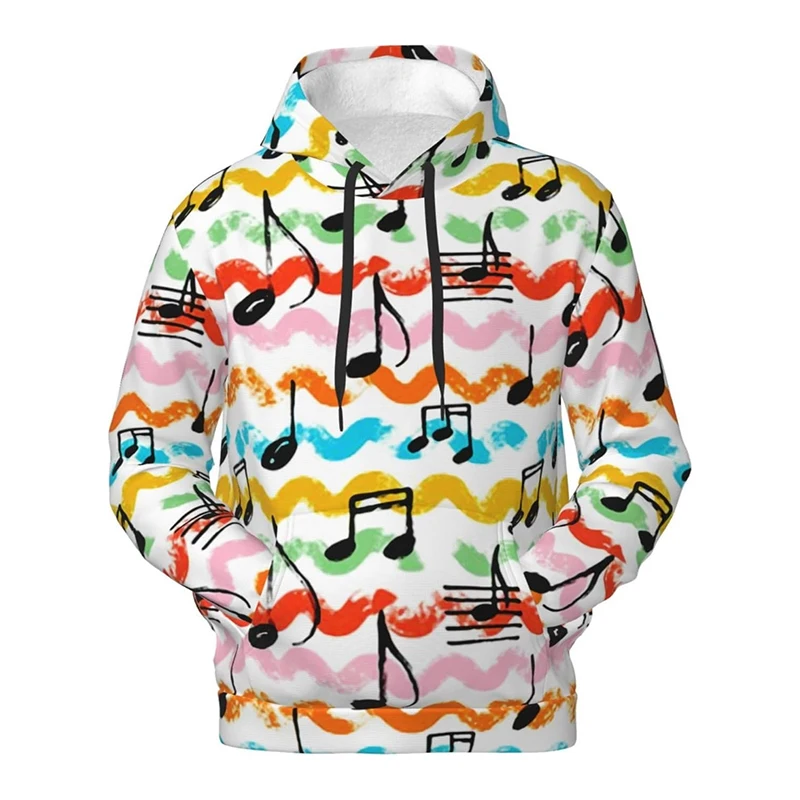 Musical Note Graffiti Street Men's Hoodie Harajuku Personality Long Sleeve Sweatshirt Hip Hop Trend Autumn 3D Printed Hoodies