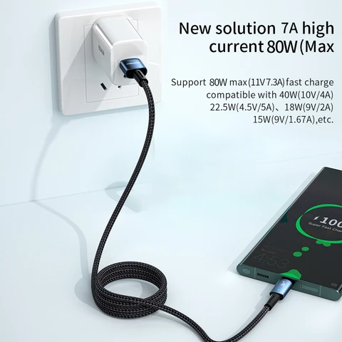 Essager 7A 100W USB Type C Кабель для быстрой зарядки и передачи данных — фото модели