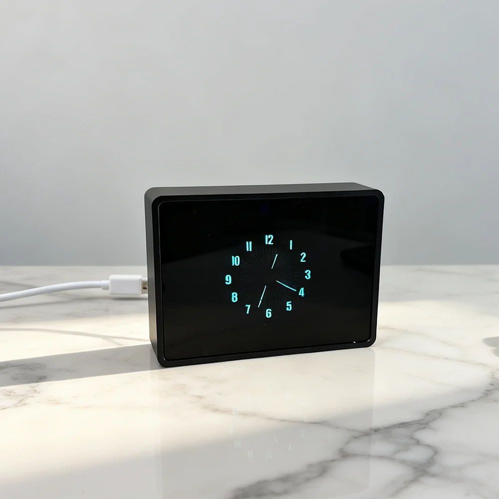Mini Kreativer Retro High-End Holzmaserung / Aluminiumlegierungsgehäuse Desktop WIFI-Uhr Zeiger-Typ 5V Vakuum-Fluoreszenz-Bildschirm – Detail 13