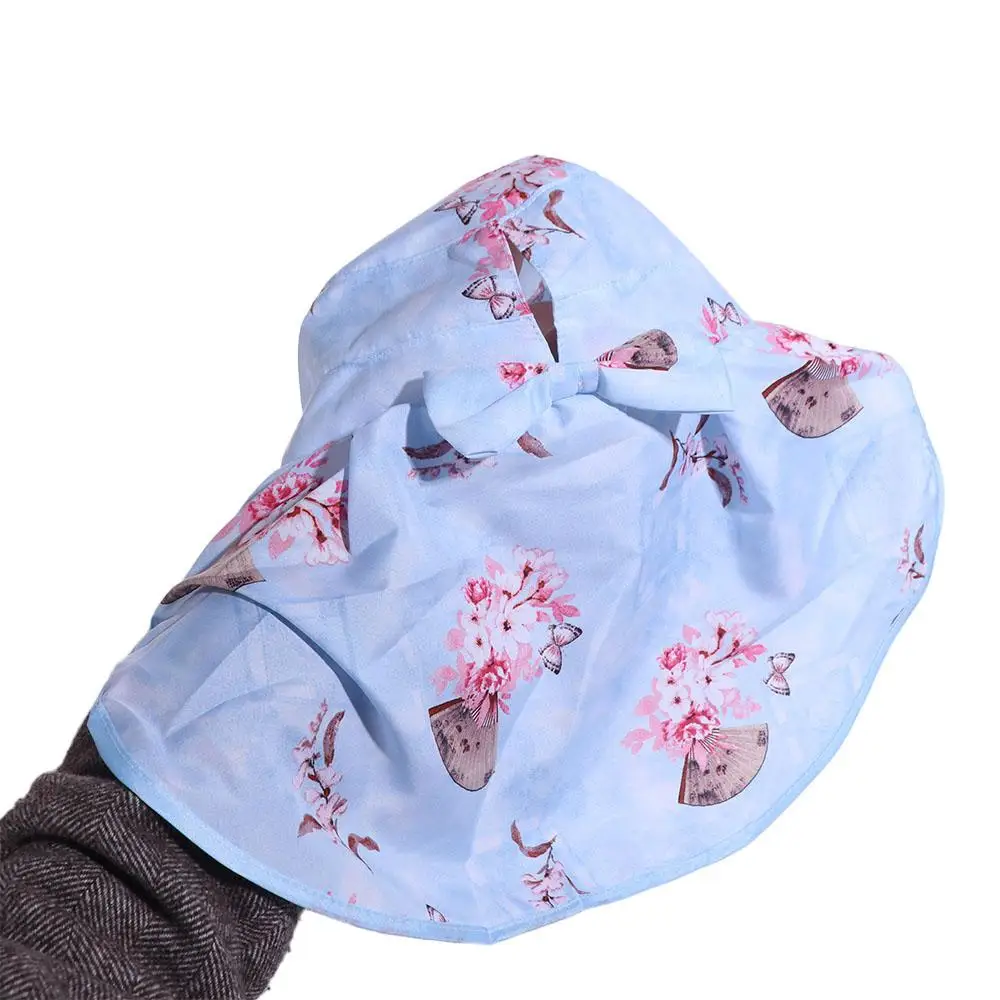 Chinese Style Anti-UV Mask Picking Tea Hat Flower Wide-Brimmed Sunshade Shawl Cap Lightweight Thin Neck Protection Hat Jogging