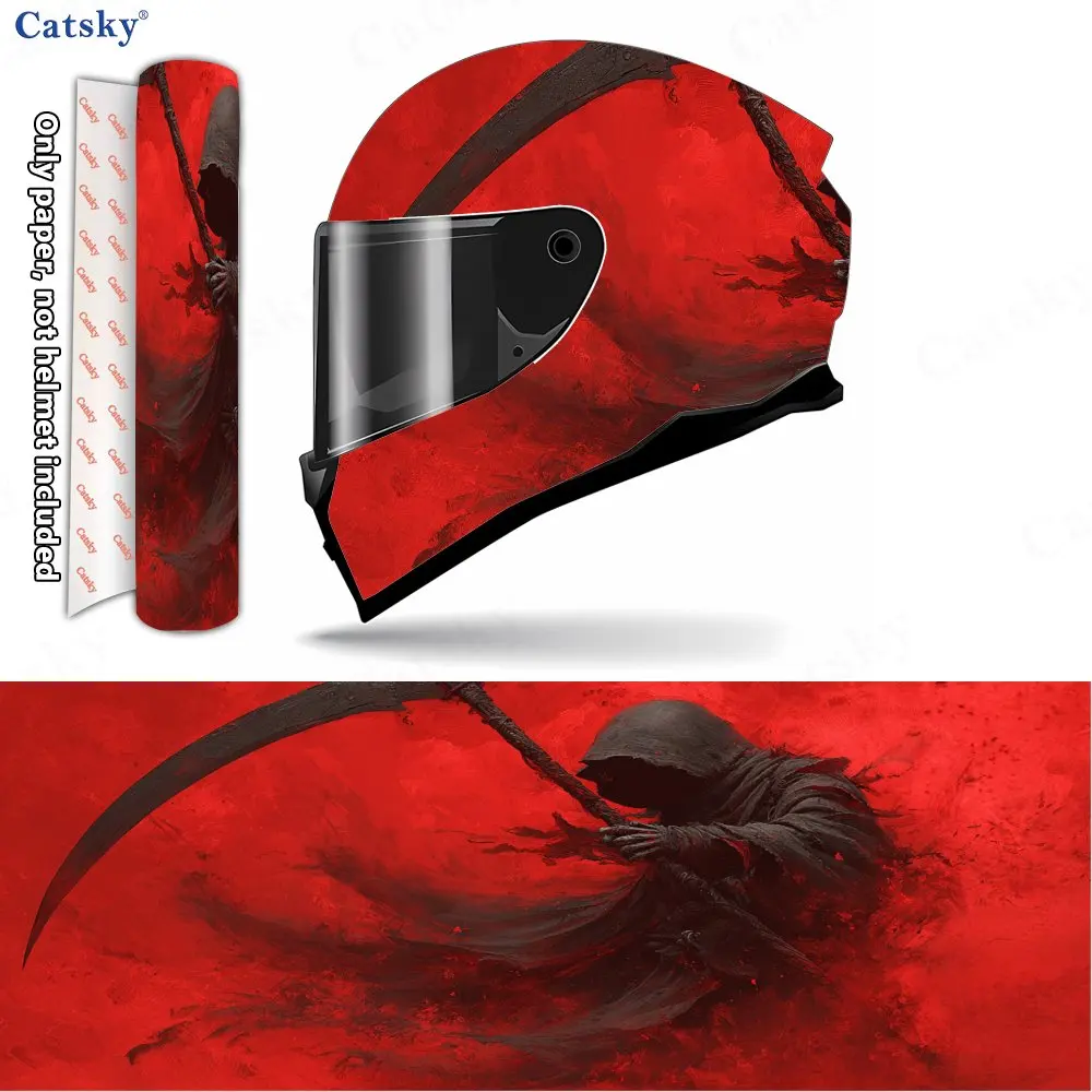 Blood-mist Grim Reaper Print Helmet stickers , PVC Material Multifunctional Helmet Stickers, Scratch-Resistant & Fade-Proof, Eas
