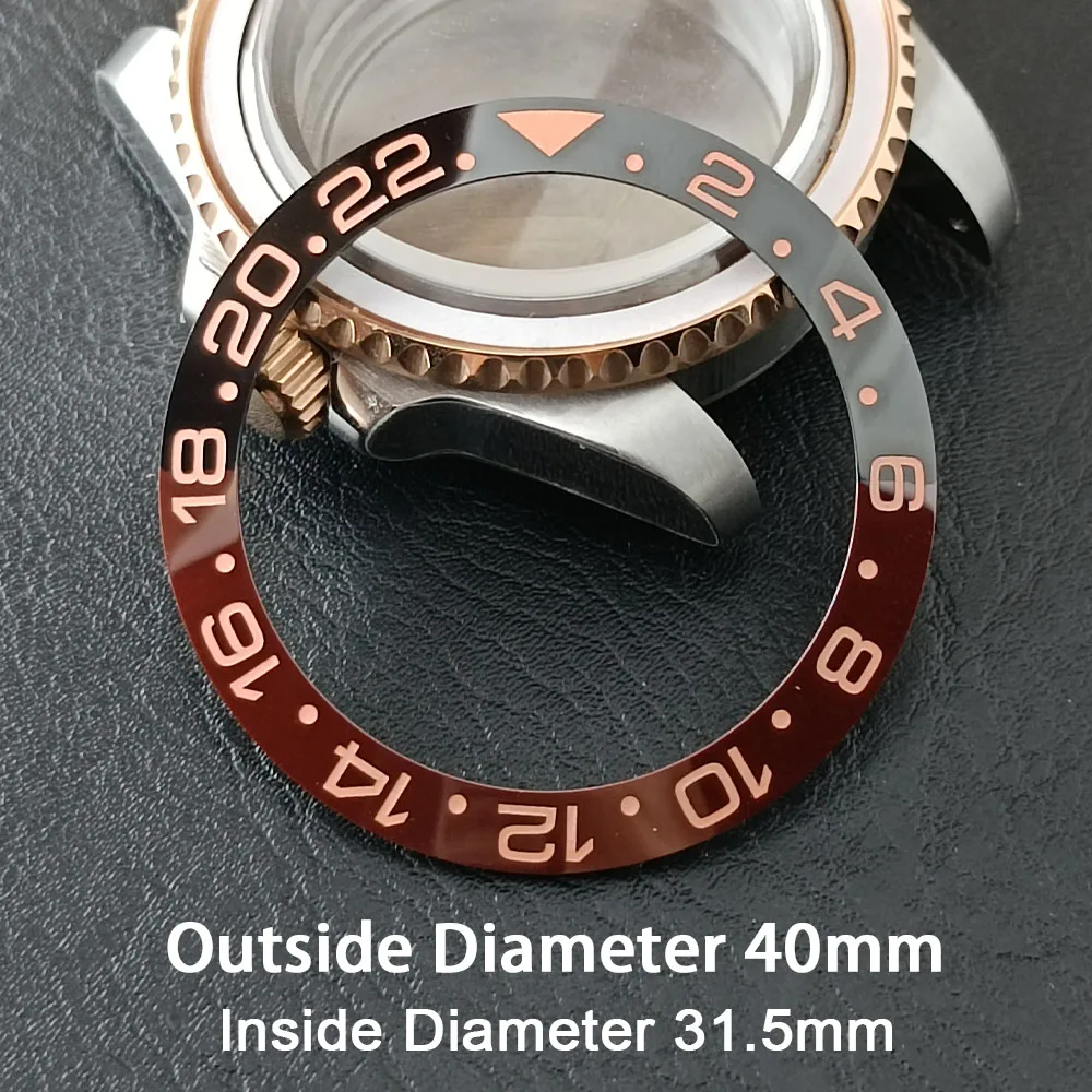 Schräge 40 mm * 31,5 mm grüne/schwarze/rote/blaue Keramik-Lünetteneinlage für Uhren, zum Ersetzen des Zifferblatts, Uhrenlünetteneinlagen