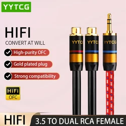 YYTCG 3.5mm męski do 2RCA żeński Jack Stereo AUX Audio Adapter Y do iPhone MP3 Tablet komputer głośnik 3.5 kabel RCA Jack