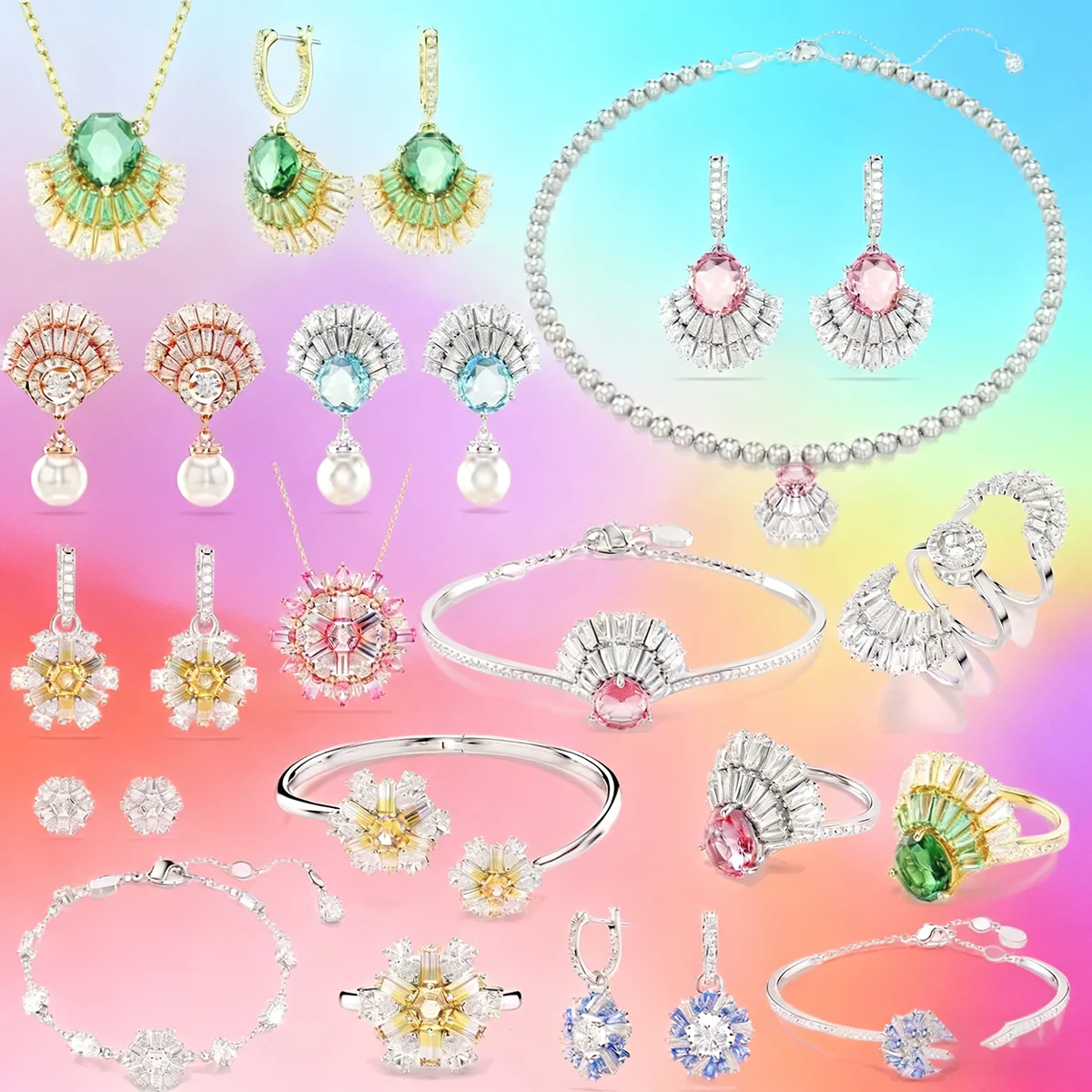 

Original Shell Necklace Luxury Fine Wedding Jewelry Set Charms Flowers Necklace Drop Earrings Bracelet Jewelry for Women