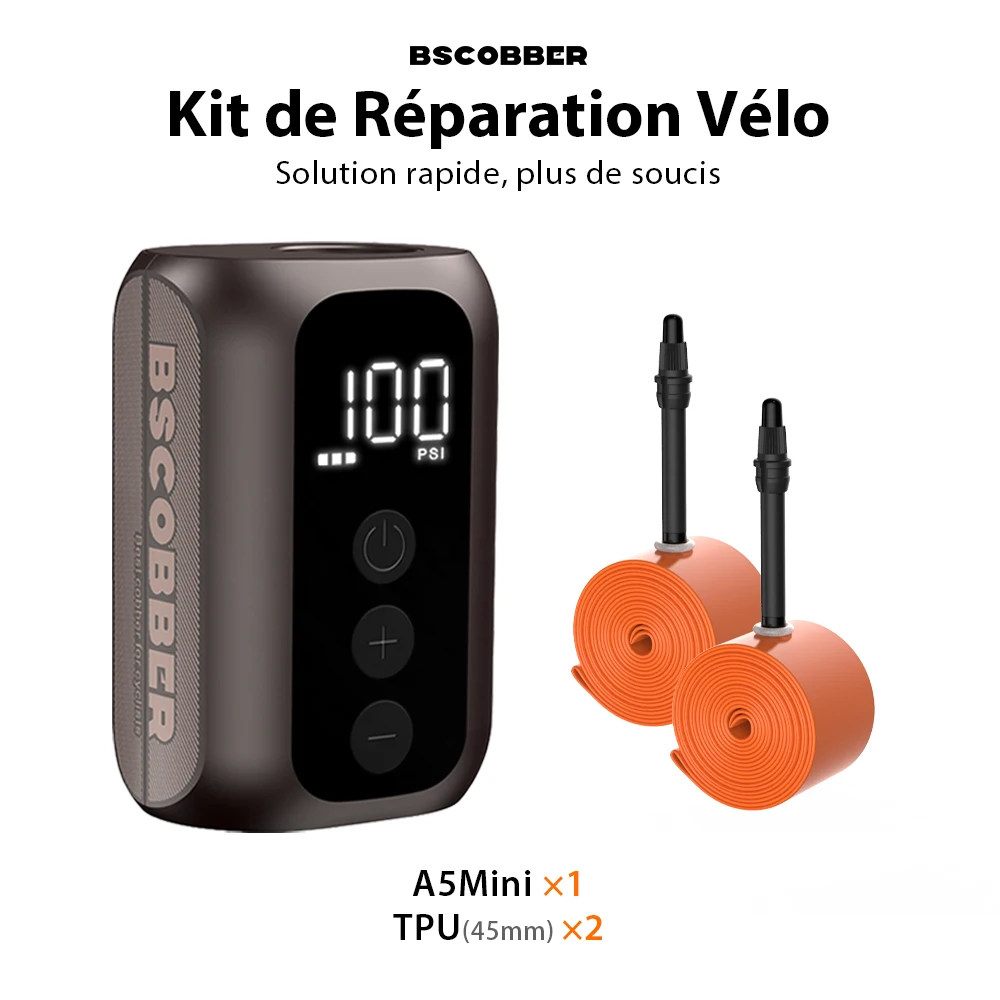 BSCOBBER gonfleur de pneu portable Rechargeable sans fil A5mini pompe à air de vélo 700c tpu tube de vélo accessoires de vélo