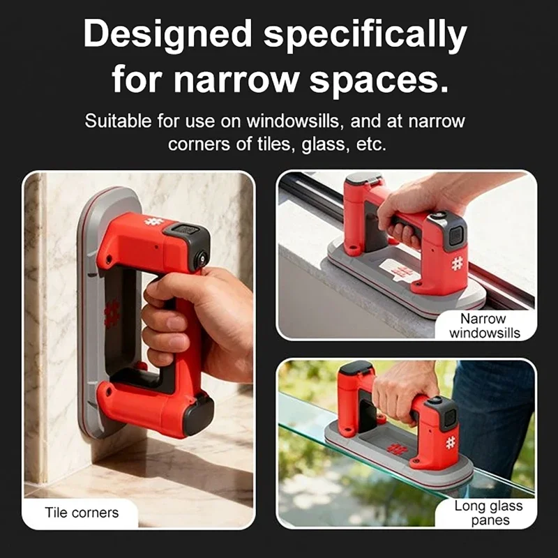 Мини-мощная электрическая присоска, светодиодный интеллектуальный дисплей, вакуумная подъемная чашка для гранитной плитки, стекла, узкие полоски, материалы