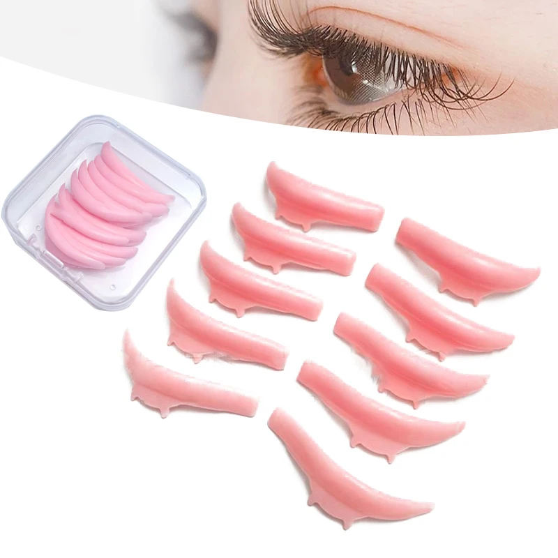 Tampon de permanente de cils en silicone en forme de corne, tiges de cils, levage de bouclier, recourbe-cils 3D, accessoires, applicateur, outil de maquillage, 5 paires