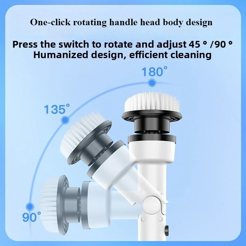 فرشاة دوارة بزاوية قابلة للتعديل 6 في 1 لتنظيف المطبخ ونافذة المرحاض والحمام وتنظيف الدوران الكهربائي المحمول