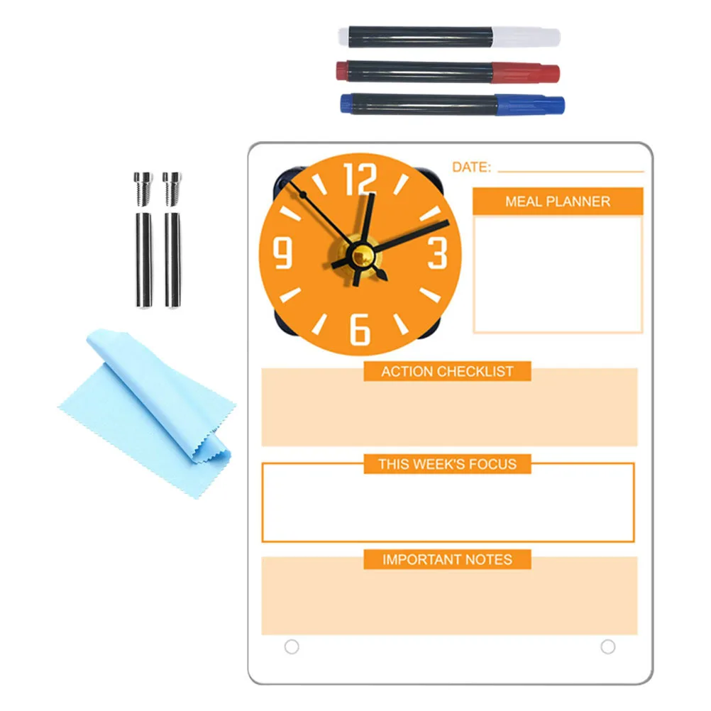 

1Set Standing Memo Board Acrylic Desktop Clock Dry Erase Writing Planner Organizer Time Management Tool for Office Home Study