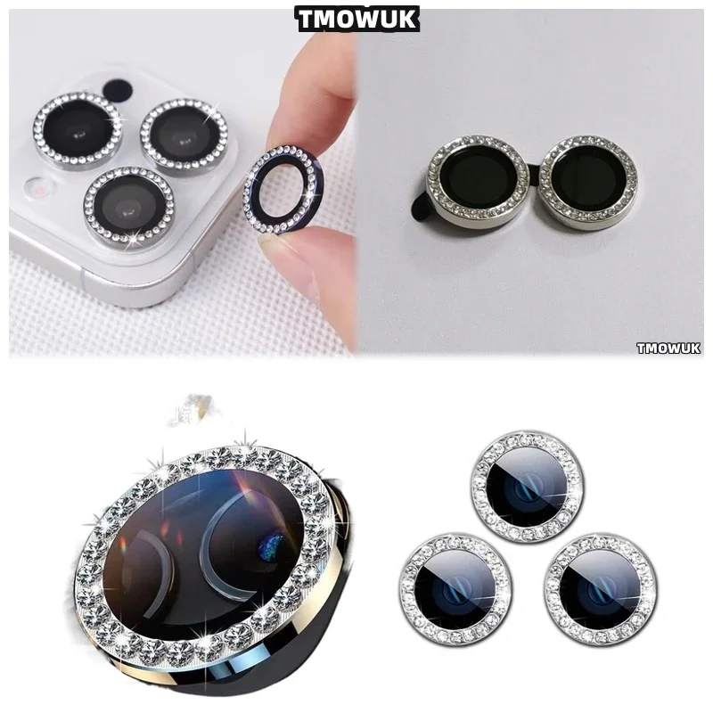 

For IPhone 16 15 14 Pro Max Plus 13 12 11 Pro Max Mini Diamond Studded Lens Screen Protector Housing