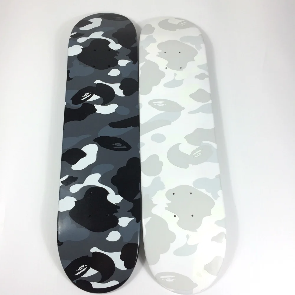 

Skateboard Deck Modern Canada Maple. Black White Color Collect Art. Fashion Brand. International Japan Style