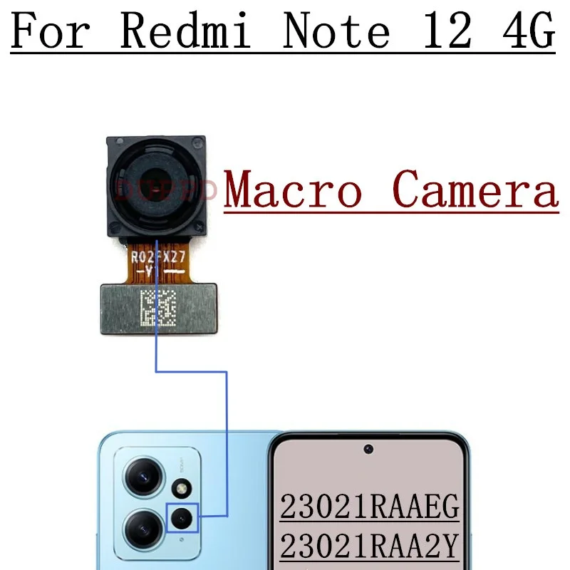 Fotocamera posteriore per Xiaomi Redmi Note 12 4G 23021RAAEG, muslimian Back Front Selfie Camera Module Flex Cable Parts