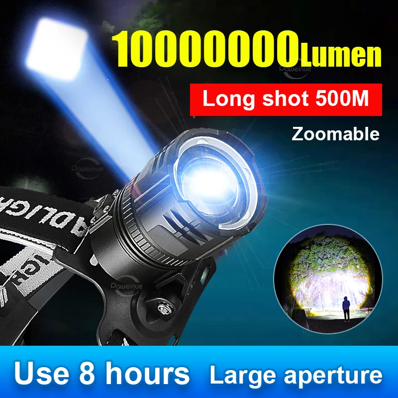 High Lumen High Power Headlamp XHP70 LED Variable Focus Headlamp Can Be Used As Power Bank Outdoor Fishing And Camping Headlamp