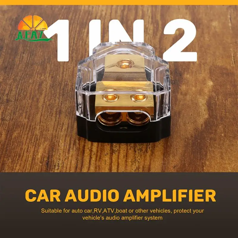 

AEA7-Car Audio Amplifier Power Distribution Block 1 In 2 Out Way Power Ground Distributor Blocks Car Amplifier Audio Splitter