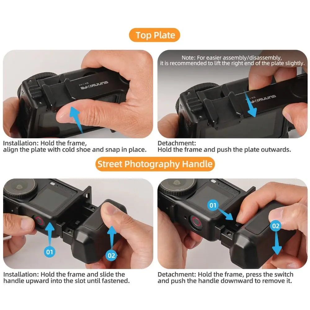 

Quick Release Photography Street Grip Kit Shutter Button 2 in1 Detachable Camera Grip Handle for DJI Osmo Action 6