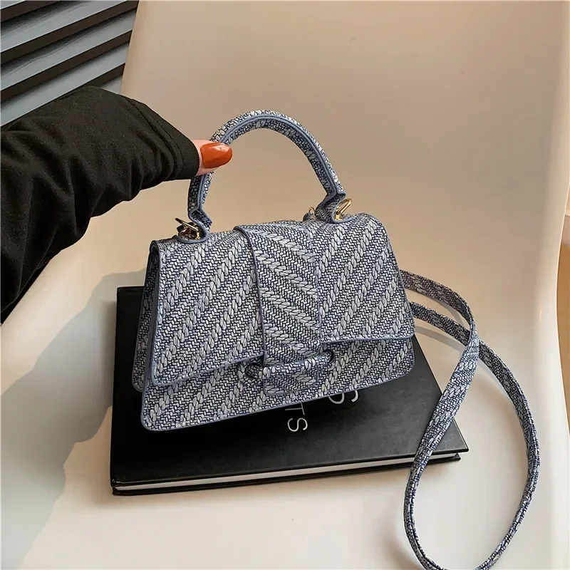 Premium texture women pattern small square bag simple commuter handbag fashion light luxury shoulder messenger bag