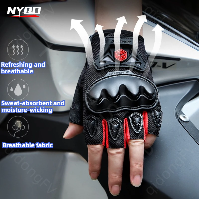 

Scoyco Motorcycle Half Finger Protection Summer Gloves Anti Fall Anti Slip Ventilated and Breathable Riding Protective Gloves