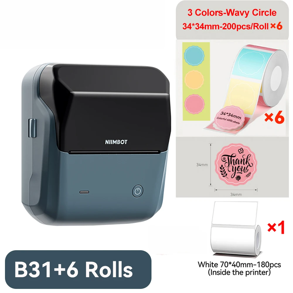 Niimbot B31 Draadloze Label Maker Thermische 20-75Mm Breedte Barcode Qr Code Sticker Machine Tag Prijs Fotoprinter Ondersteuning Telefoon/Pc