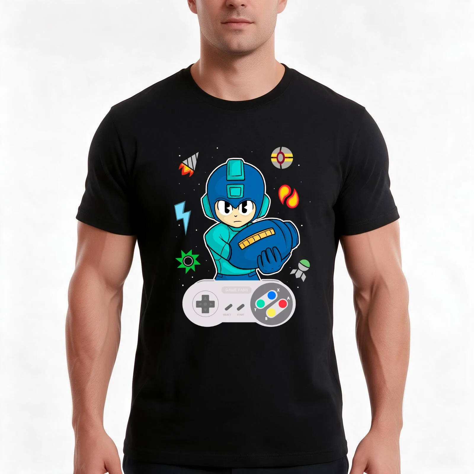 Console Megaman T-Shirt Summer Casual Cotton Tee Oversized Streetwear Tops Vintage Graphic Print Loose Fit Short Sleeve