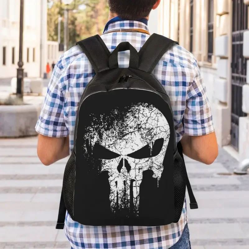 Personalized skeleton skull heavy metal backpack men women basic bookbag for school college bags