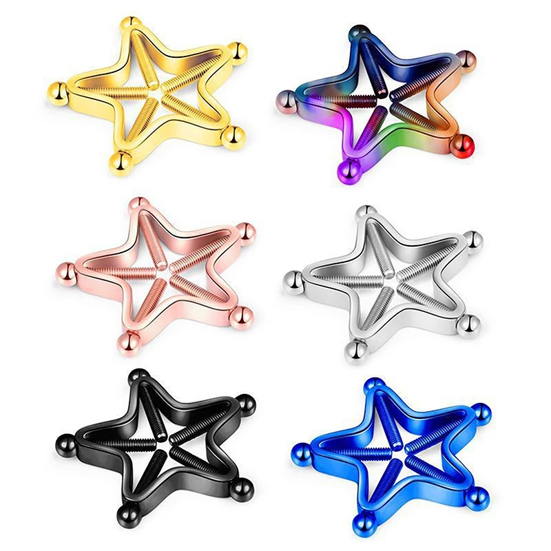 1Pcs Stainless Steel Star Shaped Adjustable Clip On Nipple Ring Fake Piercing Jewelry For Women Intimate Body Accessory