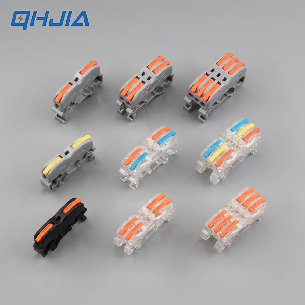 Wire Electrical Connectors Din Rail Type Fast Universal Compact Conductor Wiring Cable Connector LED Push-in Butt Terminal Block
