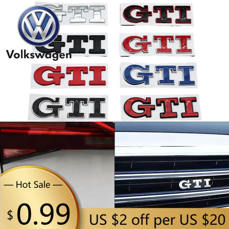 

Новинка 2026 года: 3D металлический логотип GTI, эмблема для передней решетки и наклейка на задний багажник для Volkswagen VW Golf 4 5 6 7 3 M