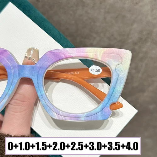 Gafas de lectura tipo ojo de gato de lujo para mujer, gafas de presbicia de gran tamaño a la moda para mujer, gafas de visión de lejos con luz azul de lujo Unisex