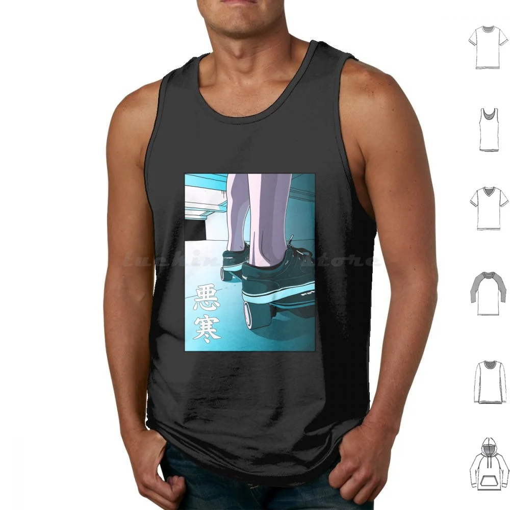Lofi Chill Skate camisetas sin mangas chaleco sin mangas Chill Skate Board monopatín Lofi Lo Fi Music Beat Vaporwave Wave auriculares cadera