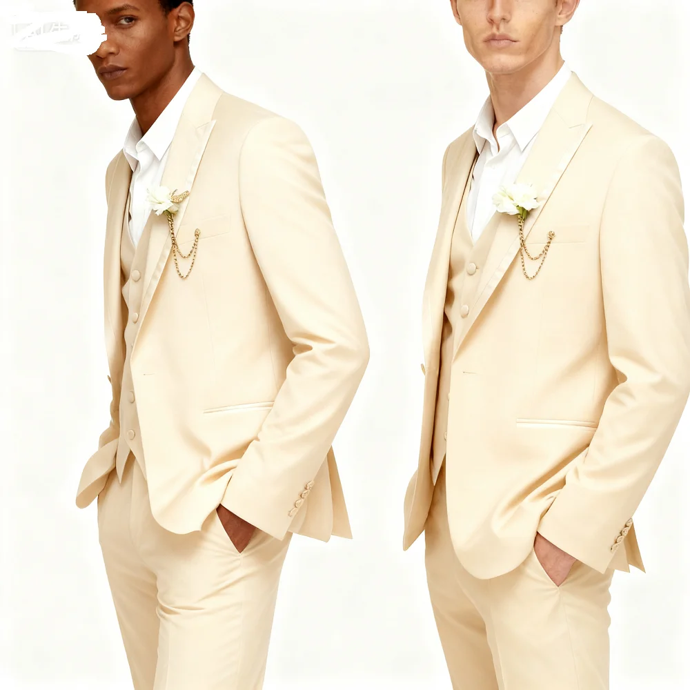 

Men's Formal Purple Velvet Tuxedo 3-Piece Suit Black Wedding Groomsmen Best Man Ceremony Party Ball Smocking for Business