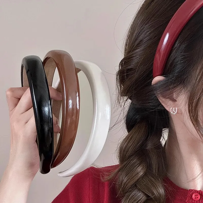 

Vintage Leather Sponge Solid Hairband For Women Simple Outside Hair Hold Headband Hair Hoop Hair Band Fashion Hair Accessories