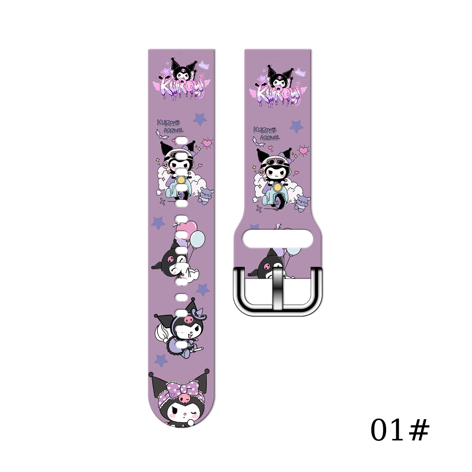 

Sanrio Colorful Kuromi 20 мм ремешок для часов Samsung Galaxy Watch 7/6/5 40 мм 44 мм сменный браслет для Xiaomi Amazfit Band