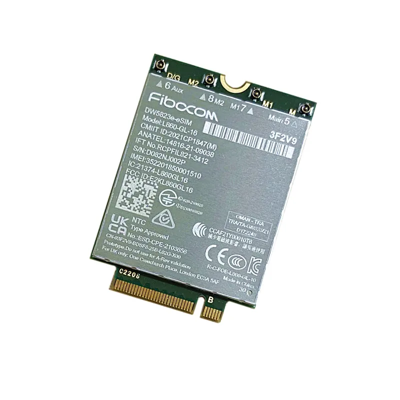 FIBOCOM L860-GL-16 DW5823e-eSIM LTE Cat16 Module WWAN Card For Dell Latitude 3440 3540 5340 5540 7340 Precision 3580 3581 Laptop