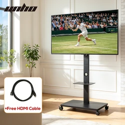 Rolling Floor TV Stand Tilting Height Adjustable for 32-70 Inch Portable TV Trolley Cart