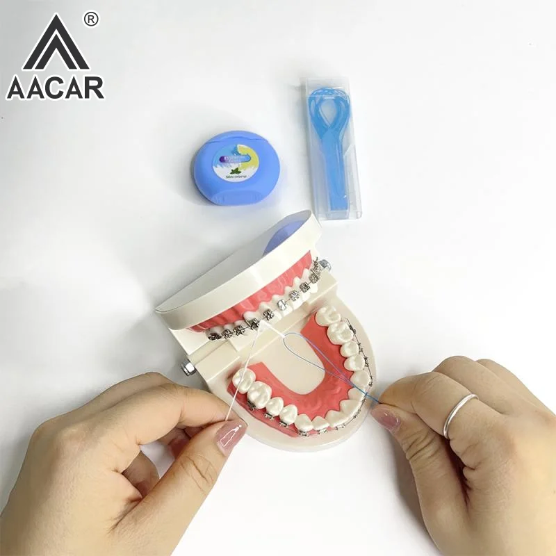 خيط تنظيف الأسنان خيط جر الأسنان تنظيف الفم لتاج هدفين جسر زرع هوب خيوط الأقواس الصلب الجر #4