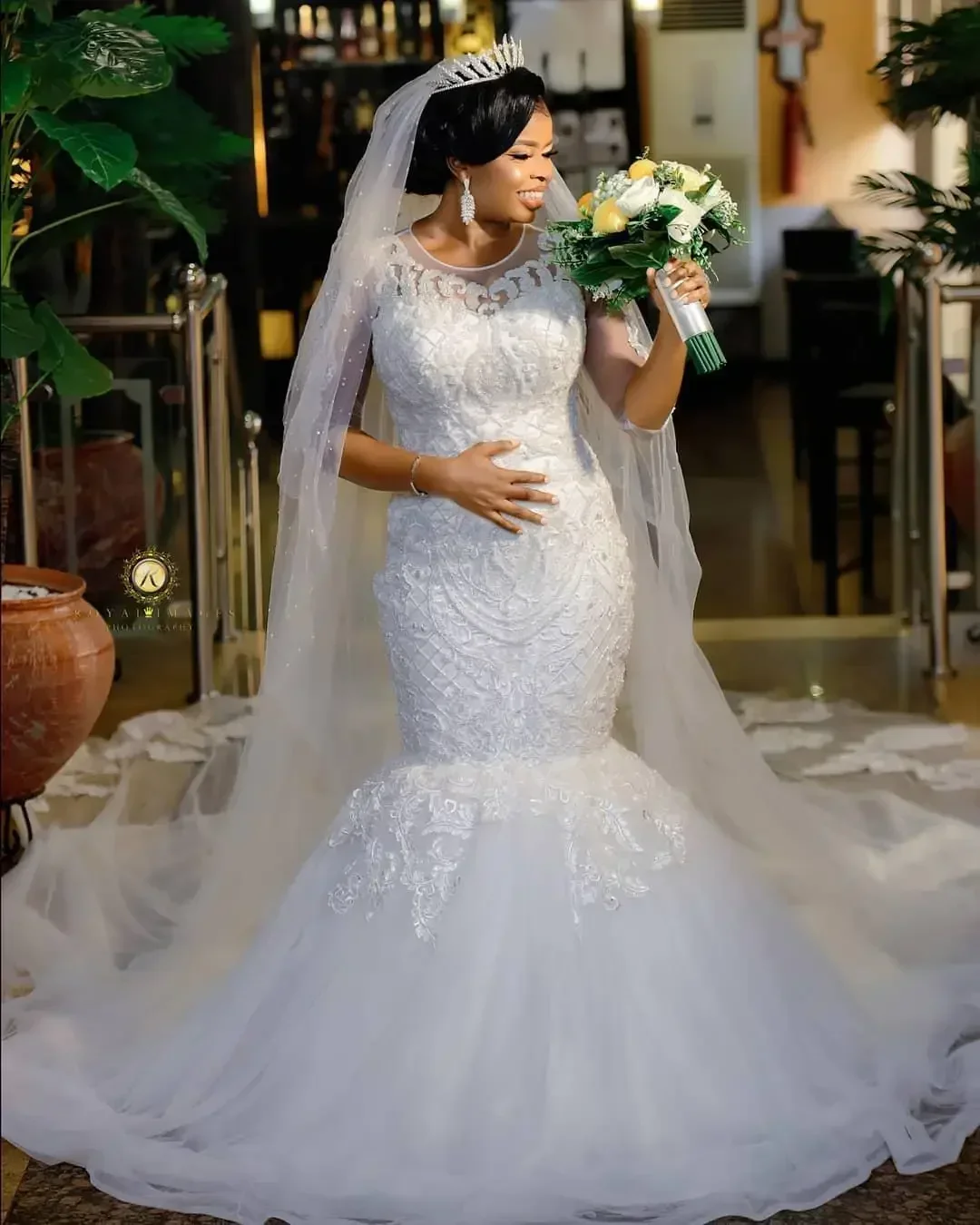 فساتين زفاف حورية البحر بيضاء على الطراز العربي مخصصة بأكمام طويلة بالإضافة إلى حجم سويب تراين حديقة البلد رداء حفلات الزفاف