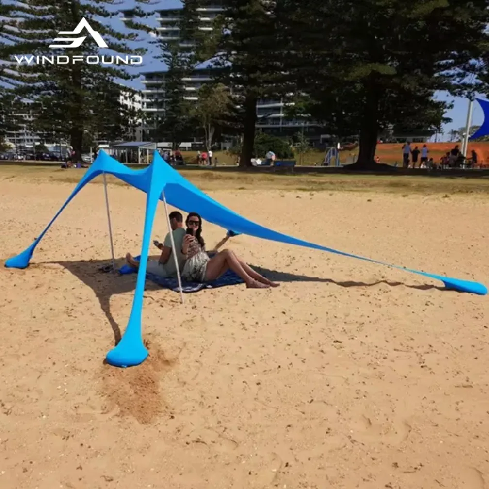 Camping Tent Outdoor Beach Awning UPF50+ Windproof All-in-One Beach Tent Portable Camping Picnic Outdoor Sun Protection Awning