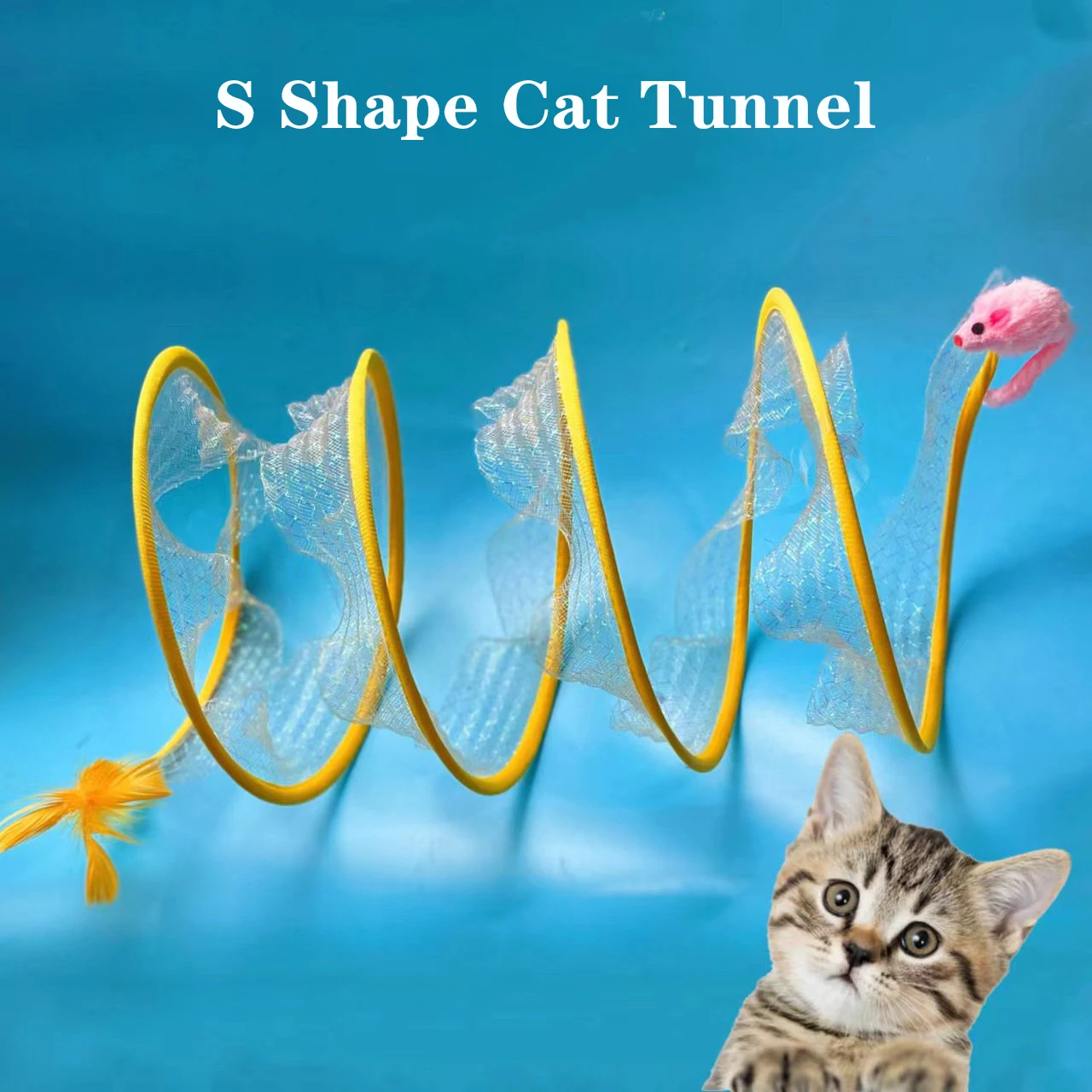 

Cat Tunnel For Indoor Foldable Gato Toy Coil Spiral Colorful Spring Training Interactive Fun Accessories For Indoor Pet Supplies