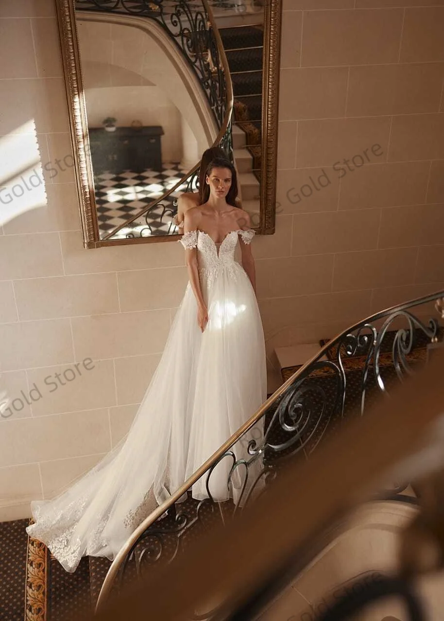 Elegante witte trouwjurken lieverd off-shoulder formele bruidsjurk voor vrouwen op maat eenvoudig kant vestido de noiva