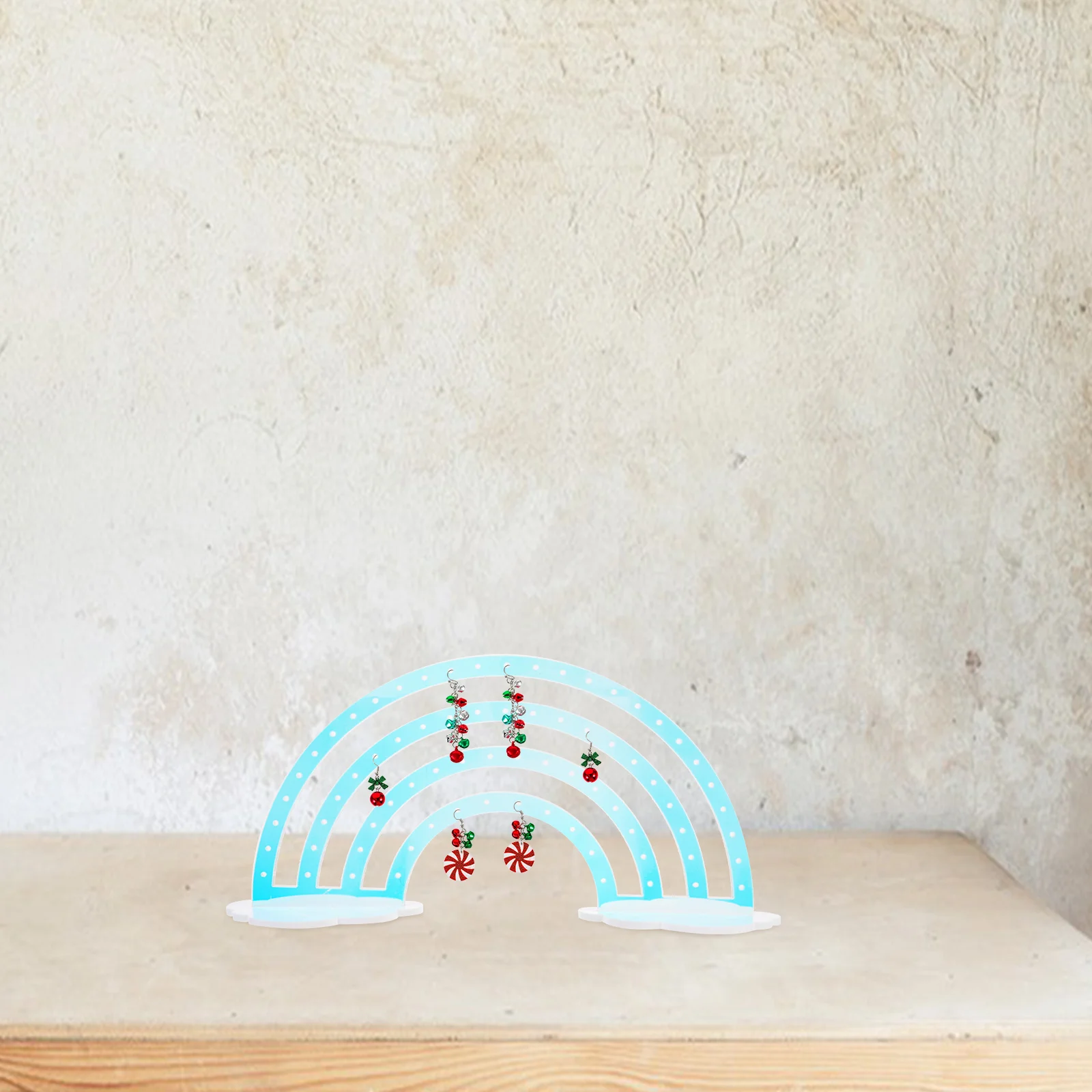 

Rainbow Cloud Earring Organizer Plastic Rainbow Shaped Jewelry Display Stand Compact Design Dresser Vanity Bathroom Counter